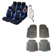 NABY BLUE SEAT COVERS + RUBBER FLOOR MATS For Peugeot 107 108 207 307 308 407