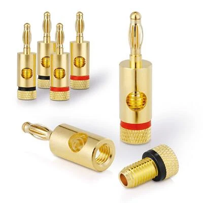 CONECTO 4 connettori a banana premium per tutti i cavi altoparlanti da 0,75 mm² a 6 mm² placcati oro