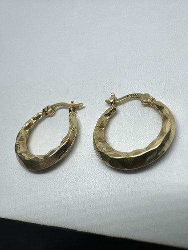 DN 14K GELBGOLD GERIPPTE STRUKTUR CREOLEN OHRRINGE DURCHBOHRT SIGNIERT 1,1 G - Bild 9 von 12