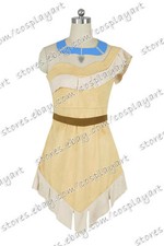 Pocahontas Cosplay Costume Indian Princess Pocahontas Khaki Beige Suede Dress