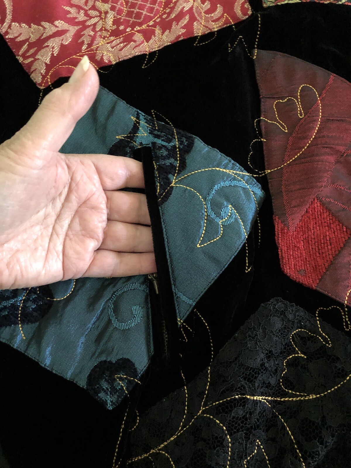 CHICO’S DESIGN JACKET COLORFUL PATCHWORK VELVET E… - image 11