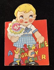 Vintage 1930’s Valentine Card FOR MY TEACHER Made in USA V-30