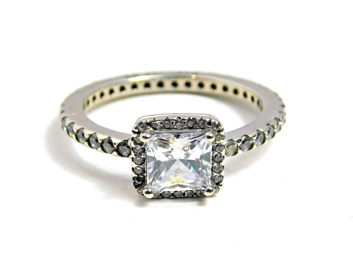Authentic Pandora Ring, Square Sparkle Halo, #190947CZ, Sterling