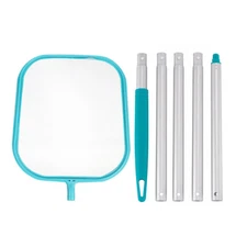 Pool cleaning net Blue shallow net with five-section pole