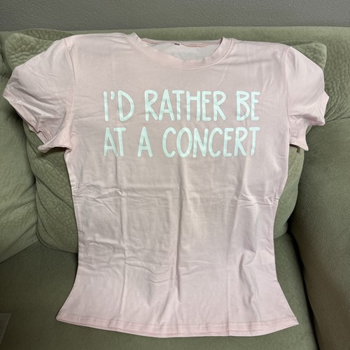 “I’d Rather Be At A Concert” T-shirt For Women In Pink - Size Small - NEW - Picture 6 of 9