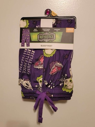 Beetlejuice MenS Sleep Pants Small Purple New Comfort Fit Pockets Soft Fabric - 第 1/2 張圖片