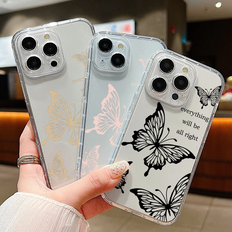 For iPhone 15 14 13 Pro Max 12 11 XR 8 Clear Silicone Butterfly Phone Case Cover - Image 3 of 4