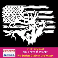 Elk American Flag Graphic 11" Vinyl Decal Car Truck Window Wall Mirror Door