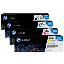 HP 304A Toner Cartridge Set Black Cyan Magenta Yellow New, Sealed Box