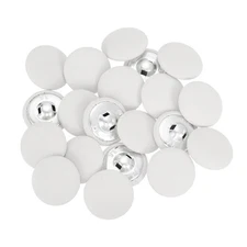 20Pcs Fabric Cloth Covered Button, 23mm 36L Metal Shank Buttons, White
