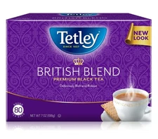 Tetley Premium Black Tea, British Blend 80 Count Tea Bags, 7 oz (198g)