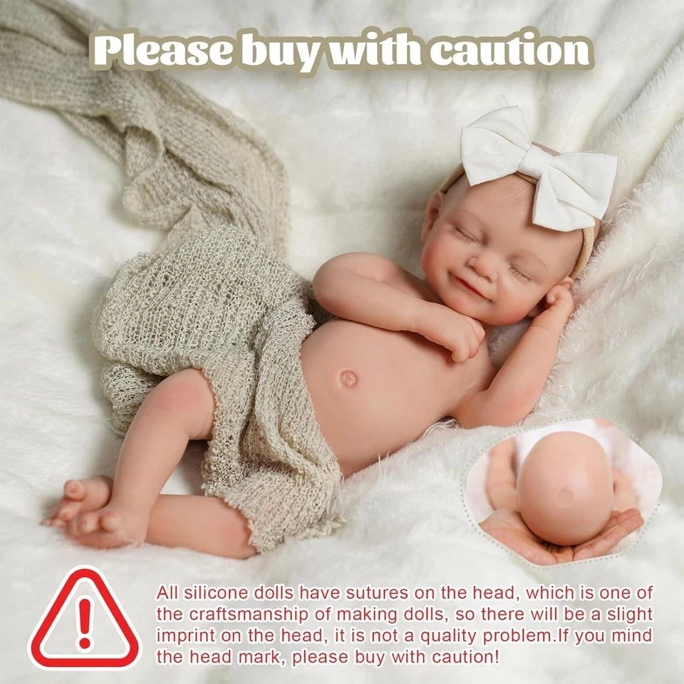 Muñecas bebé renacido silicona cuerpo completo 20 pulgadas impermeables bebé recién nacido realista Foto 4 de 4