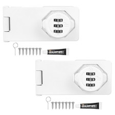 Password Rotary Hasp Locks 4" Length, White 2Pcs , 3-Digit Cabinet Locks