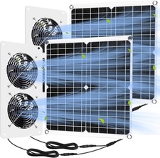 2 Sets Solar Panel Fan Kit 25W 12V Solar Fans Outside Greenhouse USB Portable
