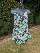 PLT Size 10 Loose Mint Green Tropical Bird Backless Mini Summer Dress