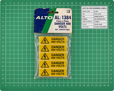 ALTO AL1384 Gefahr 400 Volt Warnschilder 75 mm x 25 mm - 10er Pack
