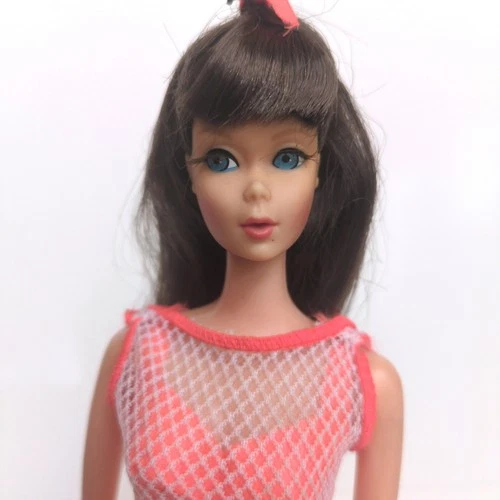 Vtg 60s Twist N Turn TNT Barbie #1160 Brunette Chocolate Bon Bon Swimsuit