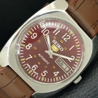 VINTAGE SEIKO 5 AUTOMATIC 7009A JAPAN MENS MAROON COLOR DIAL WATCH a708566-1