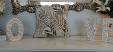 Cushion Cover Leaf Jacquard Grey Suade Grey Contrast with Piped Trim 18" X 18"