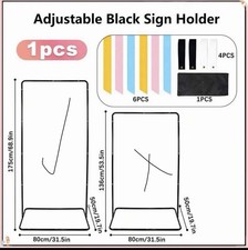 Black Wedding Sign Holder, Adjustable Sign Stand w 4 Leather Sign Hanging Straps