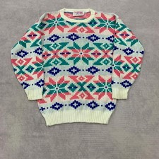 Vintage Knitted Jumper abstract patterned knit sweater Women's M 12-14 