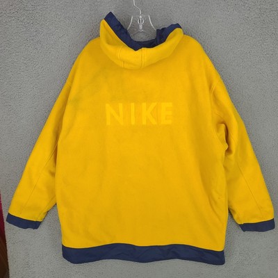 VTG Nike Jacket Mens Xl Winter Parka Reversible Hooded Fleece Blue Yellow Nylon
