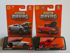 Matchbox parti mobili Tesla Cybertruck argento Ford F-150 SVT rosso lampo lotto 2