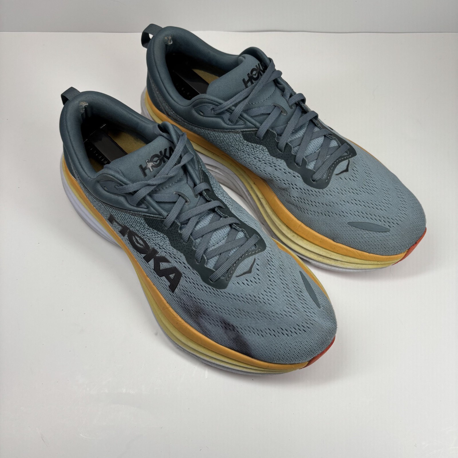 HOKA Bondi 8 Men's US 11.5 2E Goblin Blue/Mountain Spring Wide Road Running Shoe thumbnail 12