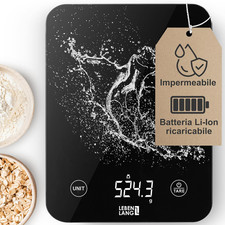 Bilancia Cucina Digitale Impermeabile - Ricaricabile Tramite USB & Incl. Cavo Di