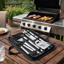 KCT BBQ TOOL SET 10 PIECE GRILL ACCESSORIES UTENSILS COOKING TONGS KIT WITH CASE