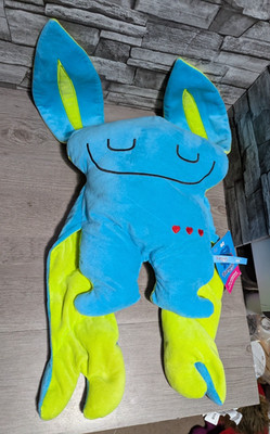 Bumpas ''Oz'' 24'' Double Sided Bunny Creature Weighted Plush Pillow Toy Blue Green