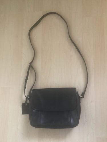 Rowallan Leather Black Messenger Crossbody Bag