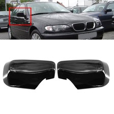 2pcs Für BMW 3er E46 4 Türen 99-05 Außenspiegelkappen Schwarz Spiegelabdeckung