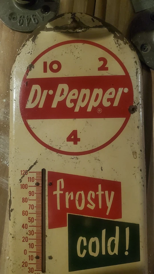 2-4-10 Termómetro Publicitario Dr Pepper Años 50 (Auténtico) Óxido Incluido Foto 3 de 4
