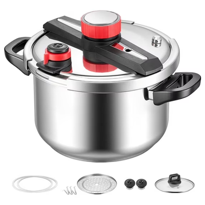#ad 10QT Stainless Steel Pressure Cooker w Rack Glass Lid Adjustable Pressure $63.00
