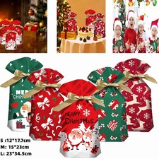5/10pcs Large Christmas Sacks Party Present Gift Bags Drawstring Wrap Storage UK