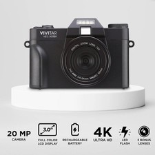 Vivitar 4K Wifi Digital Camera Kit with Bag, Wide Angle Lens, and Macro Lens