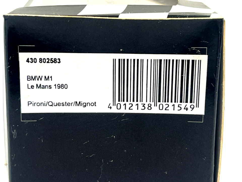 Minichamps BMW M1 Le Mans 1980 Pironi Quester escala 1/43 coche de resina en caja raro Foto 4 de 4