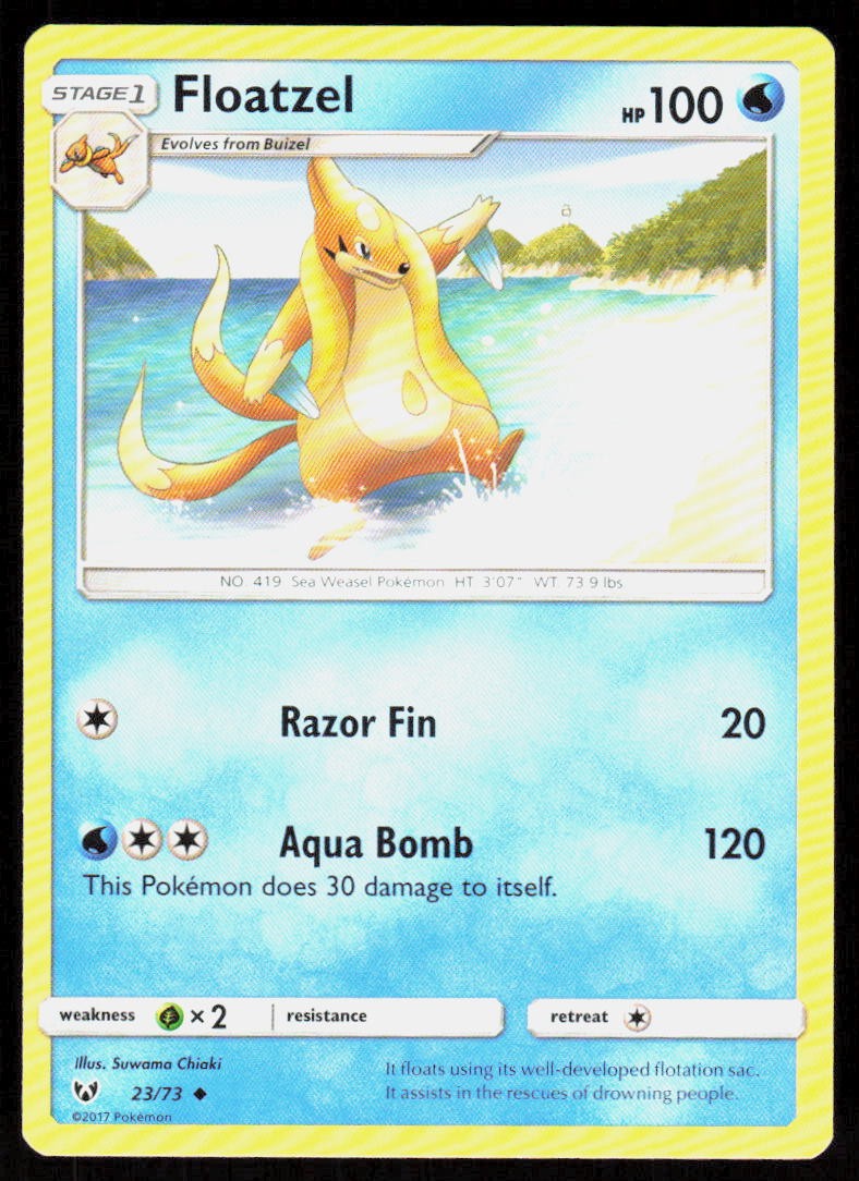 Floatzel 23/73 Uncommon Shining Legends Pokemon Lightly Played