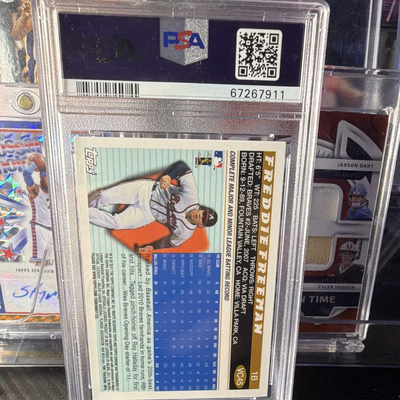 Topps 2011 Chrome Freddie Freeman Vintage Chrome RC #VC45 PSA 10 view 2