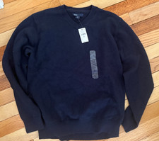 NEW Boys GAP Gapkis Navy Blue Pullover V-neck Cotton Sweater, XL 12 