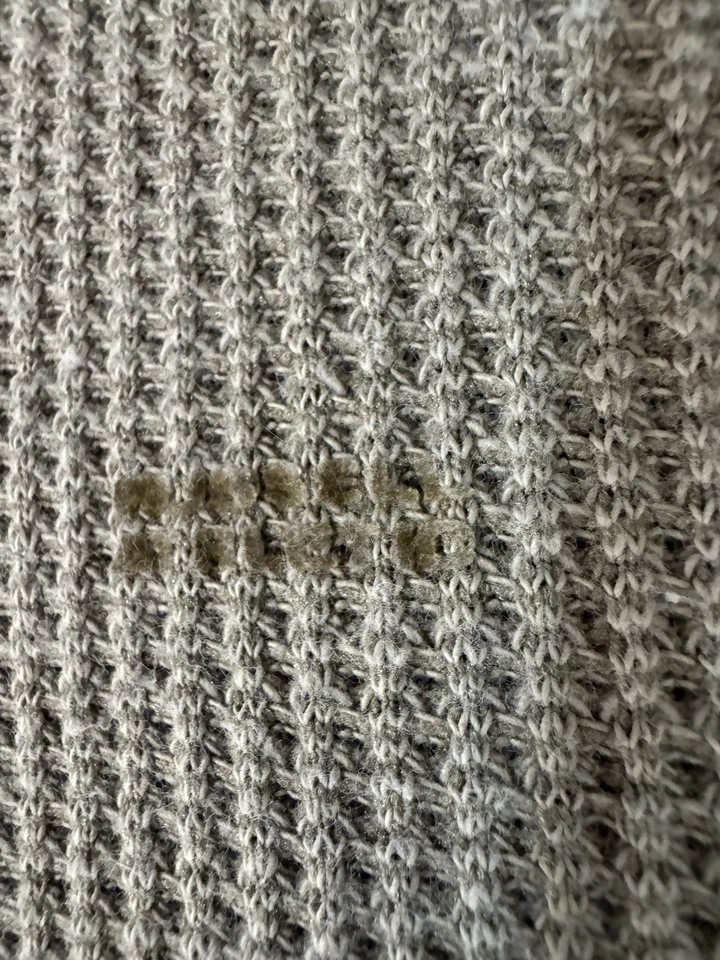 Винтажный 80-х/90-х Russell Athletic тепловой вафли трикотажа 1/4 кнопка длинным рукавом желтовато-коричневый Med - Изображение 4 из 4