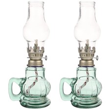  2 Count Old Fashioned Lamp Small Kerosene Glass Indoor Oil Lamps