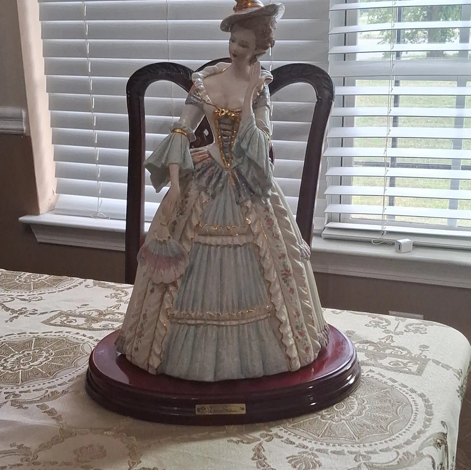 Vittorio Sabadin Victorian Lady Porcelain Figurine Hand Painted Flower - Image 3 of 4