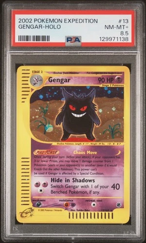 2002 POKEMON EXPEDITION #13 GENGAR-HOLO PSA 8.5