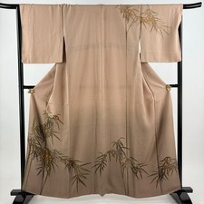 JAPANESE KIMONO HOMONGI ASH BROWN 160cm 5 ft 3 in PURE SILK FF9877