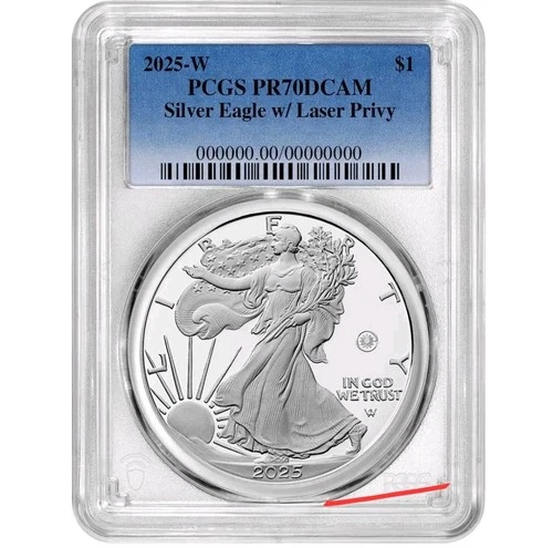 2025-W Proof $1 American Silver Eagle Laser Beam Privy PCGS PR70DCAM Blue Label