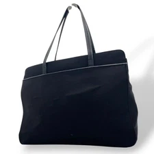 Authentic Michel Clan Tote Bag Black One Shoulder Business Bag Canvas T5