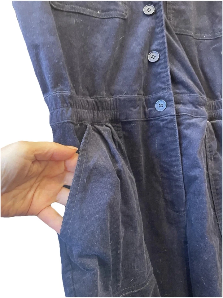 Небеса синий темно-вельветовый комбинезон размер M молнии и кнопка короткий рукав v-образным вырезом - Изображение 3 из 4