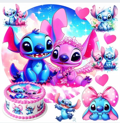 Lilo and Stitch Essbar Party Tortenaufleger Torte Freunde Zuckermasse + TEXT